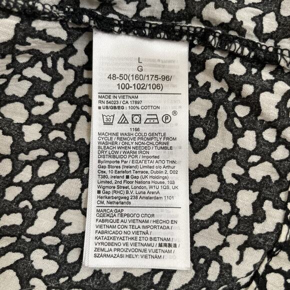 GAP Women's Tie Front Peplum Top Long Sleeve Black White Animal Print Sz Large - Picture 6 of 9